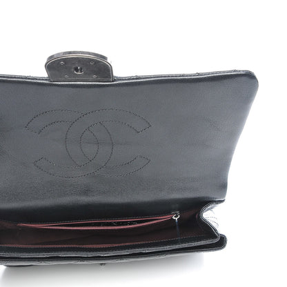 Chanel Shiny Goatskin Quilted Large Double Carry Waist Chain Flap Black 5 of 7