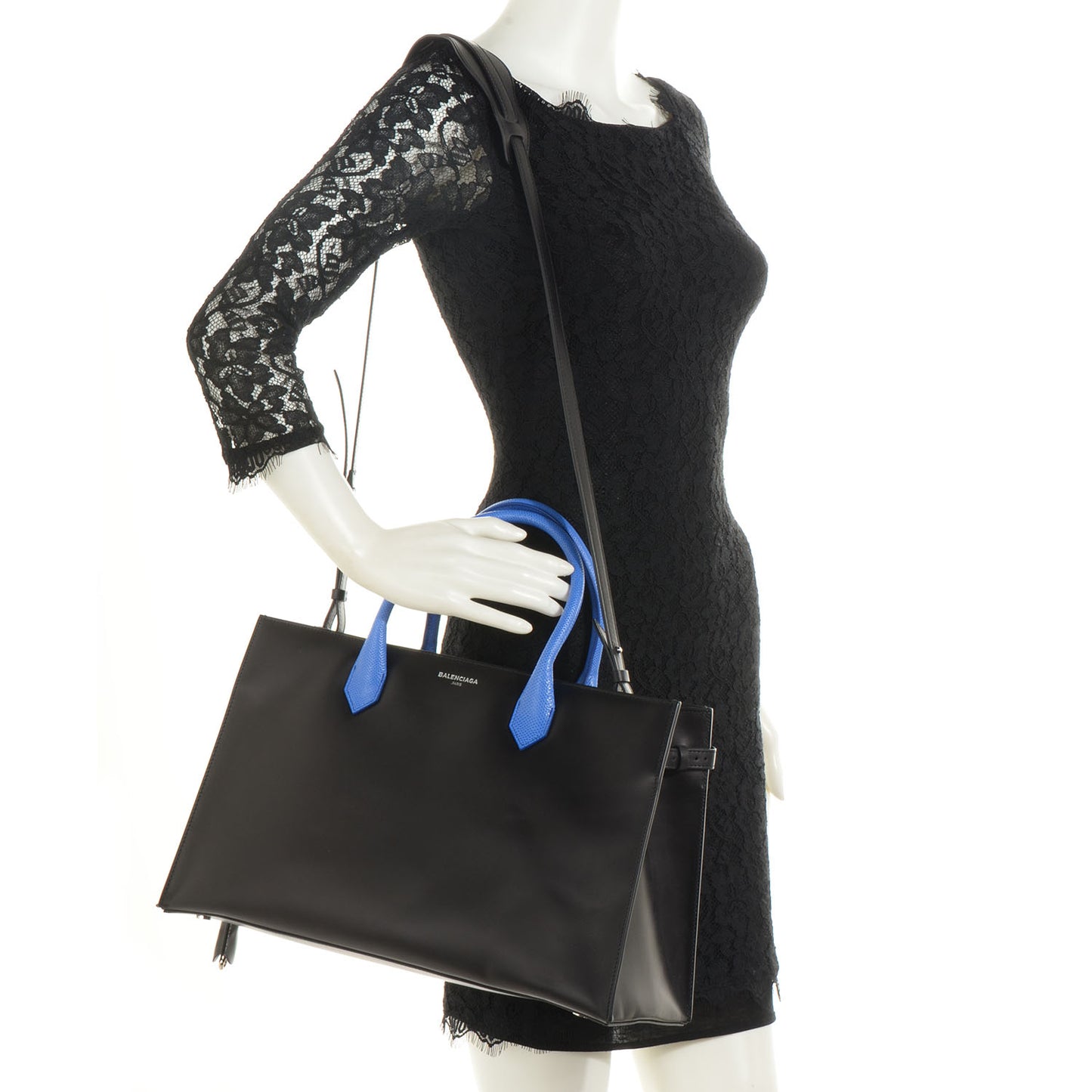 Calfskin Karung S Padlock Nude Work Black Electric Blue