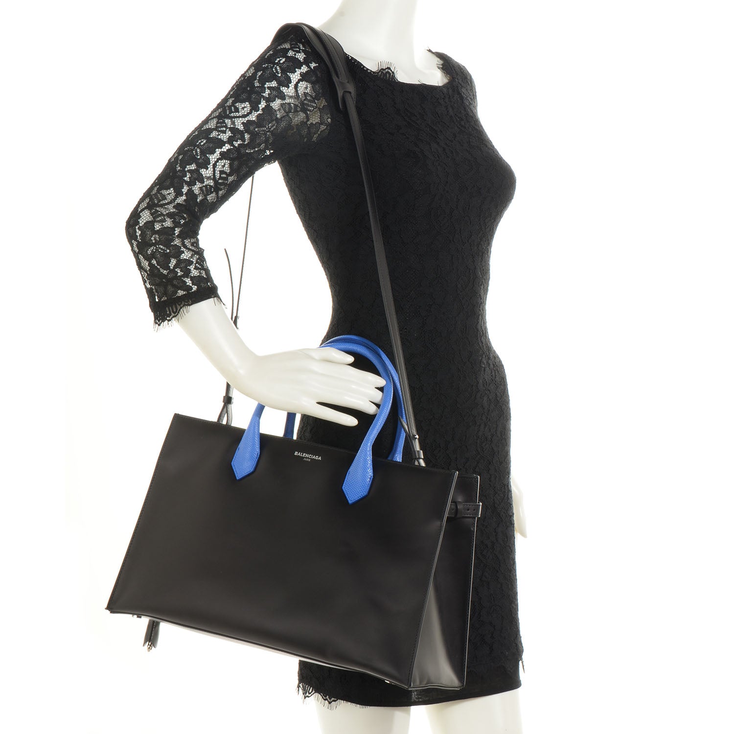 Balenciaga Calfskin Karung S Padlock Nude Work Black Electric Blue 2 of 9
