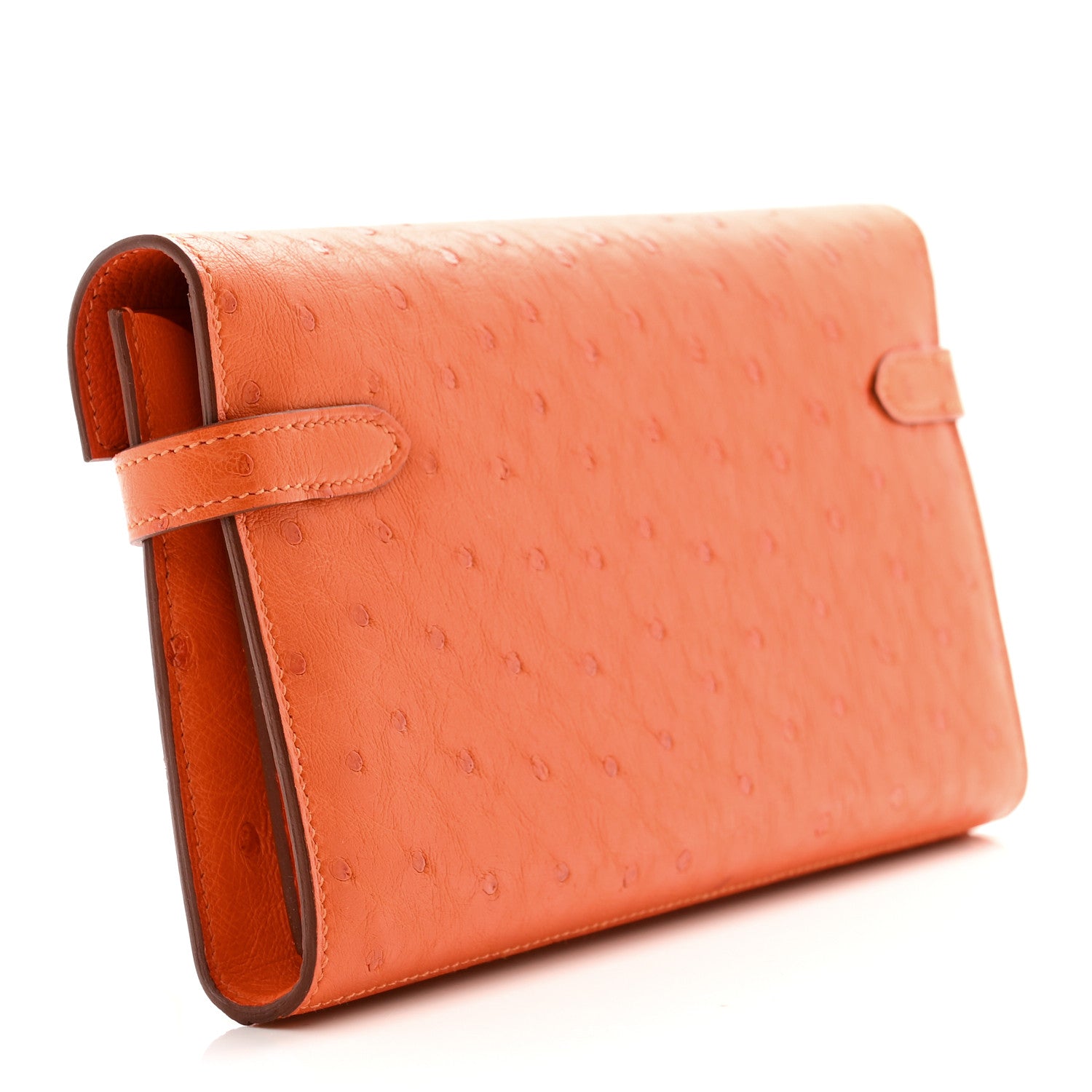 Hermes Ostrich Kelly Longue Wallet Orange 4 of 9
