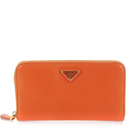 Prada Saffiano Metal Zip Around Wallet Papaya 1 of 7