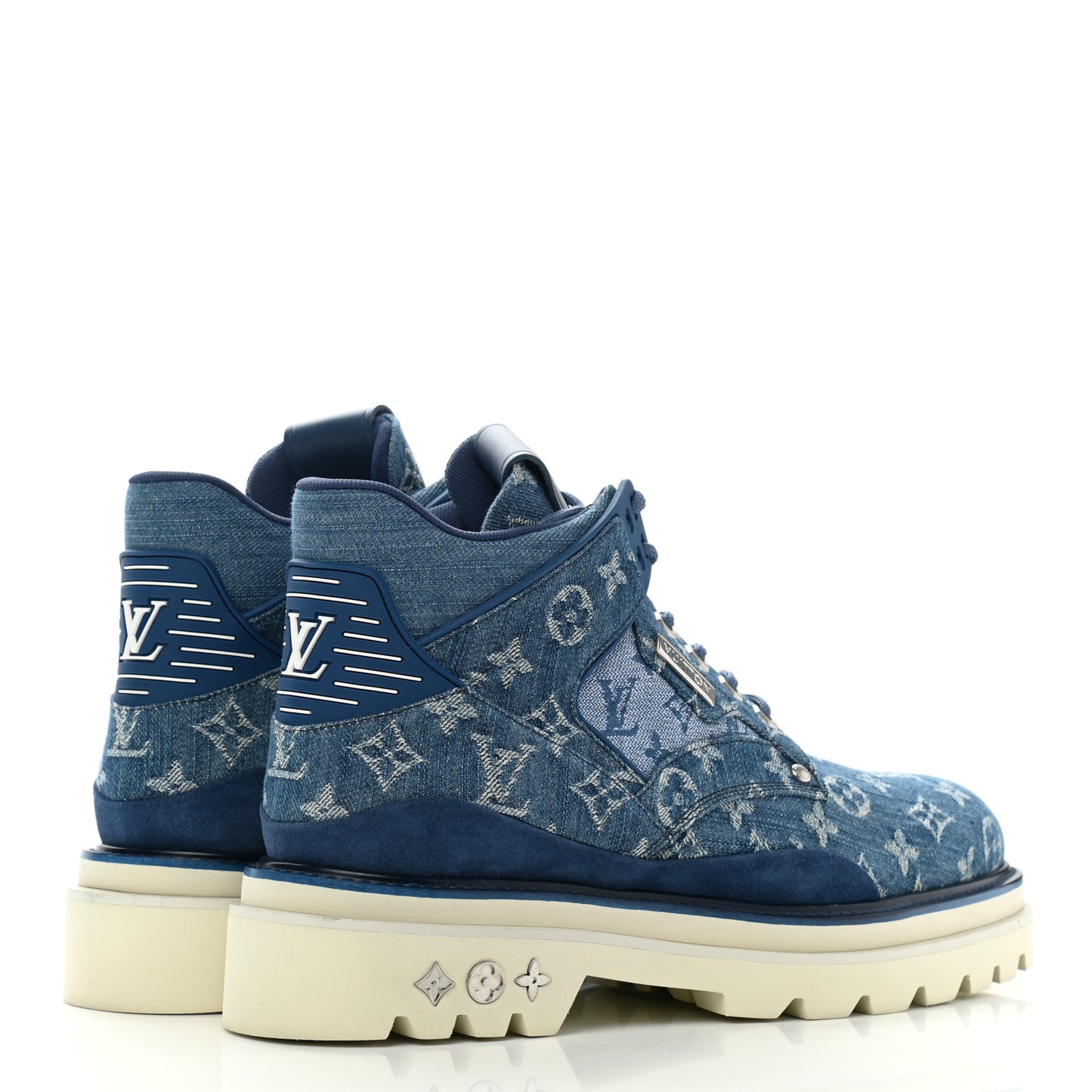 Monogram Denim Mens Oberkampf Ankle Boots 9 Blue
