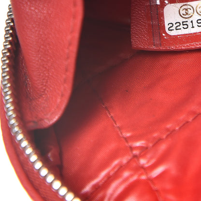 Chanel Lambskin Quilted Small Curvy Pouch Cosmetic Case Red 7 of 8