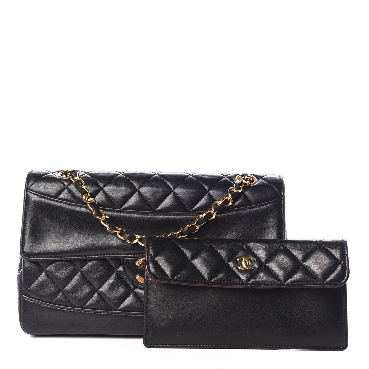 Lambskin Quilted Small Single Flap Black