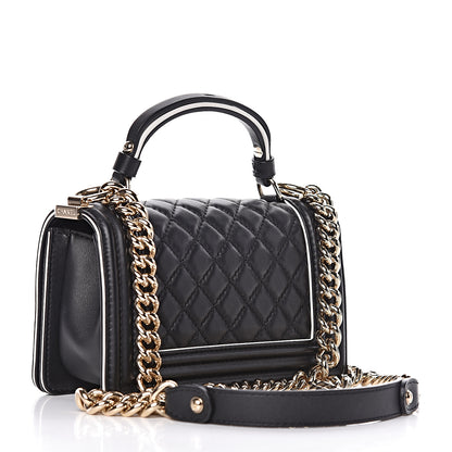 Chanel Calfskin Quilted Small Boy Top Handle Flap Black 3 of 12
