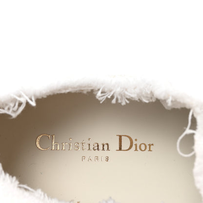 Christian Dior Frayed Canvas Embroidered Logo Walk'N'Dior Low Top Platform Sneakers 38 White 8 of 10