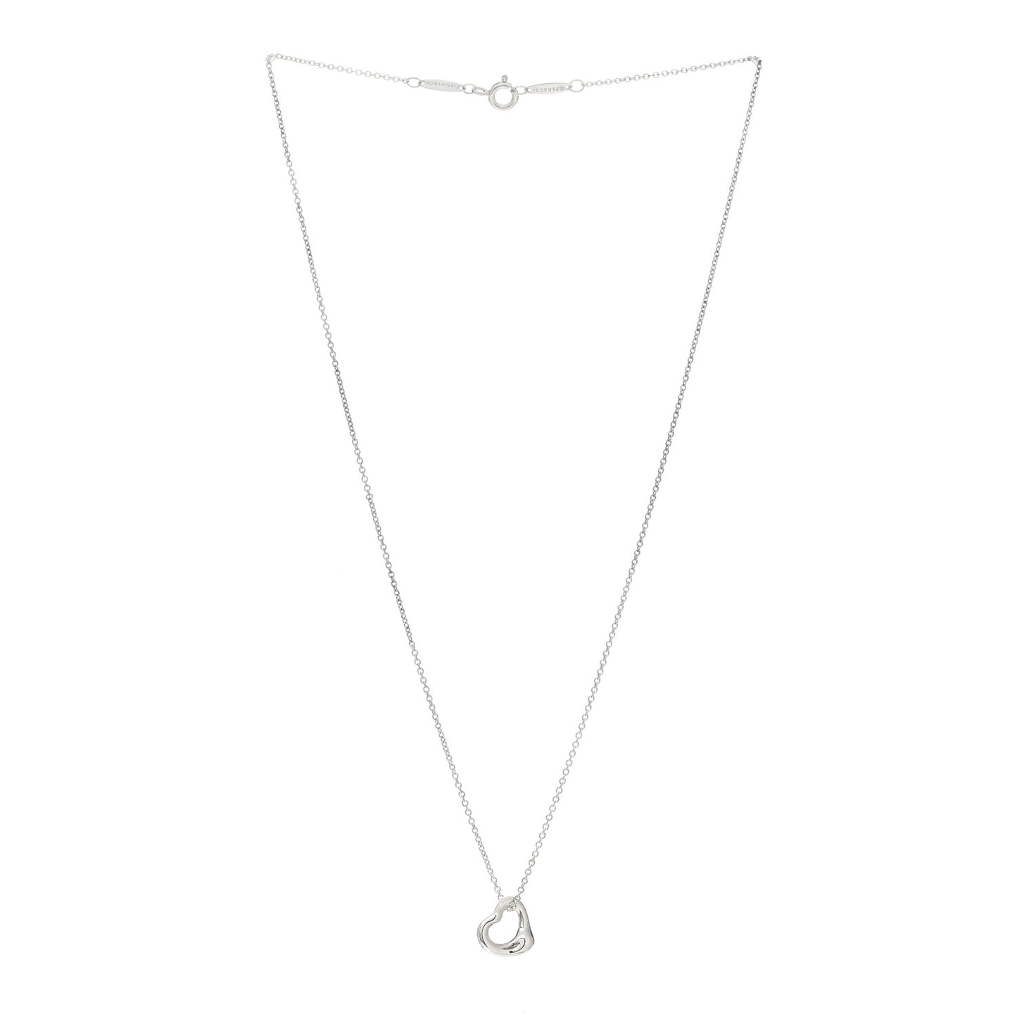 Sterling Silver 11mm Elsa Peretti Open Heart Pendant Necklace