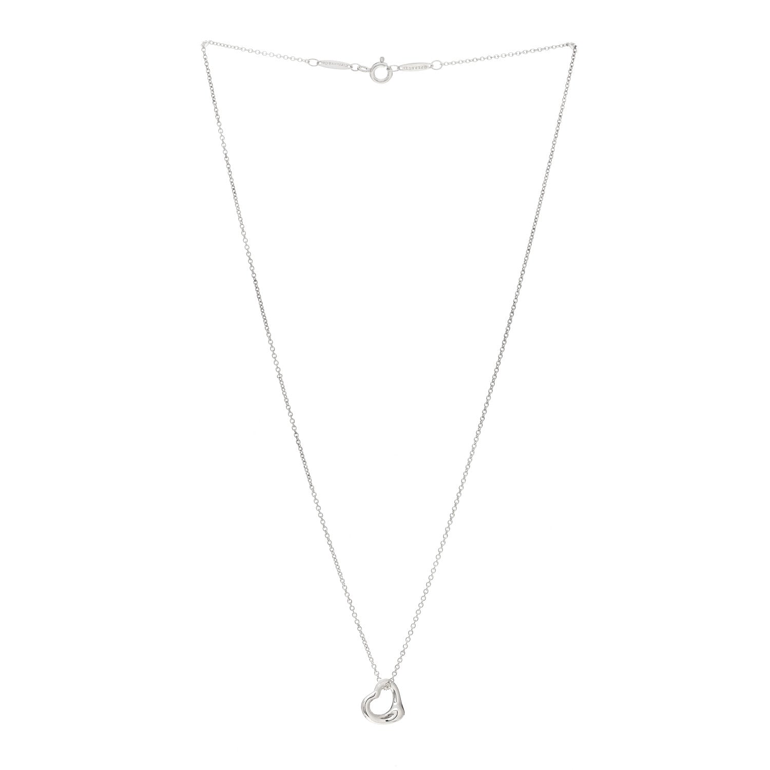 Tiffany Sterling Silver 11mm Elsa Peretti Open Heart Pendant Necklace 3 of 4