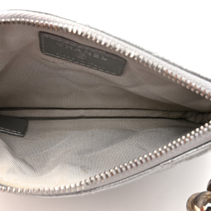 Chanel Metallic Aged Calfskin Quilted Small Cosmetic Pouch Silver 5 of 12