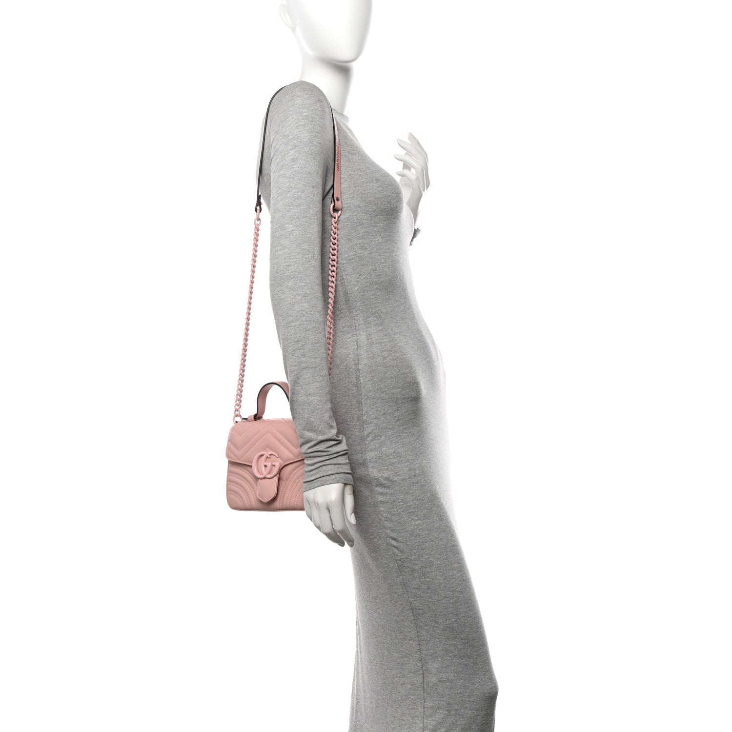 Gucci Calfskin Matelasse Monochrome GG Marmont Top Handle Shoulder Bag Perfect Pink 2 of 11