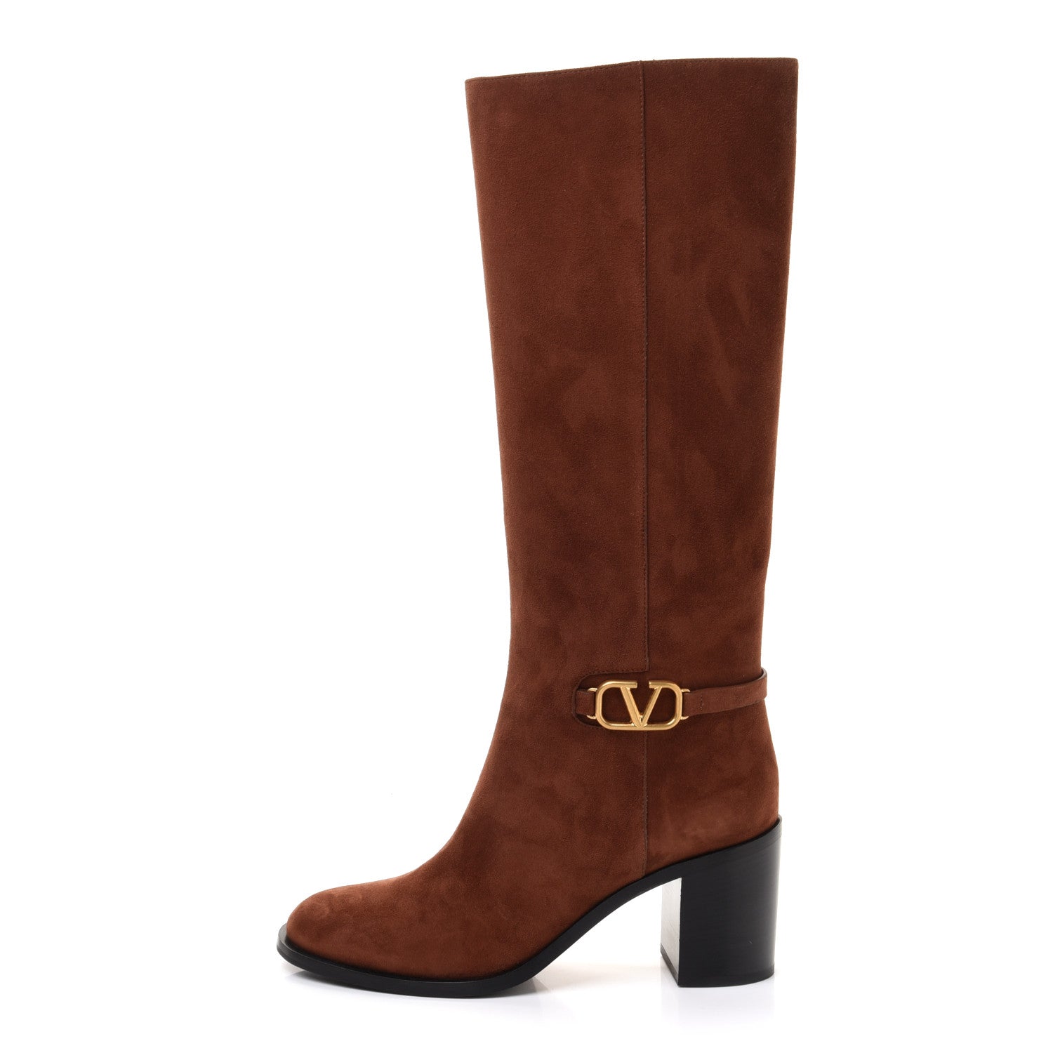 Valentino Garavani Suede Vlogo Knee High Boots 40.5 Brown 1 of 11