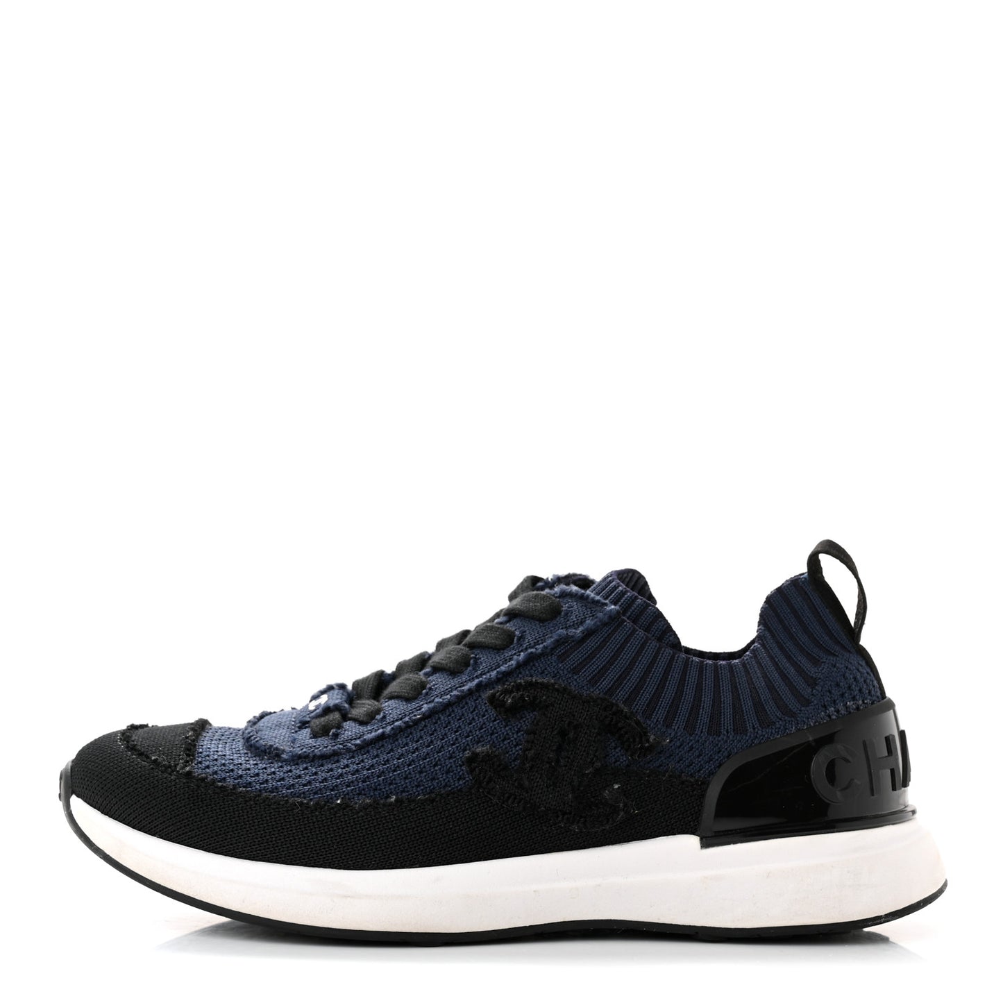 Fabric Logo Sneakers 37 Navy Black