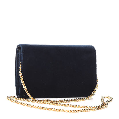 Fendi Velvet F is Wallet on Chain Blue 3 of 10
