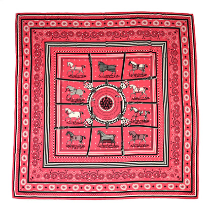 Hermes Cashmere Silk Couvertures Et Tenues de Jour Bandana Shawl 140 Rose Bonbon Black White 1 of 5