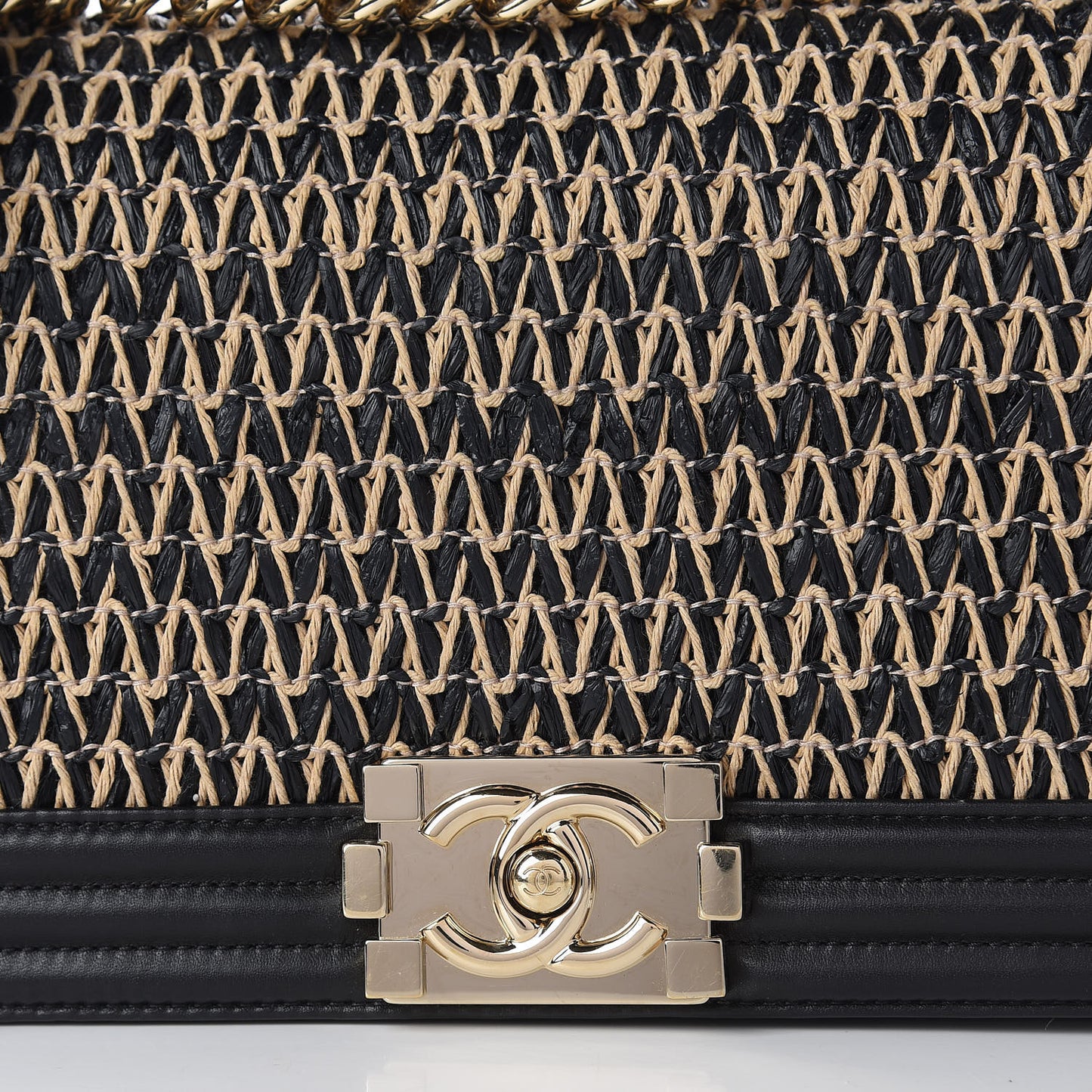 Lambskin Cotton Woven Medium Boy Flap Black