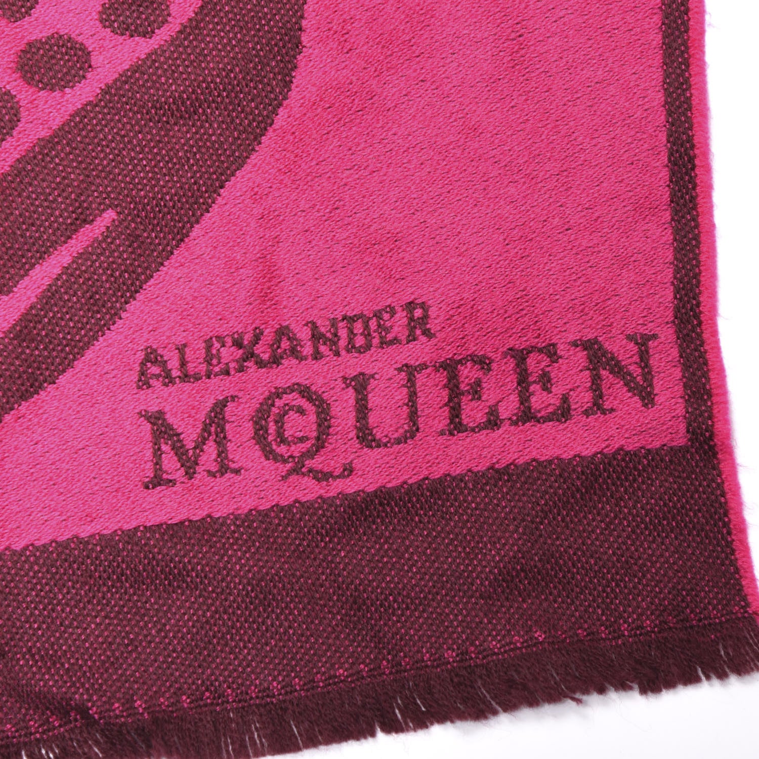 Alexander McQueen Wool Skull Butterfly Stole Scarf Pink 3 of 4