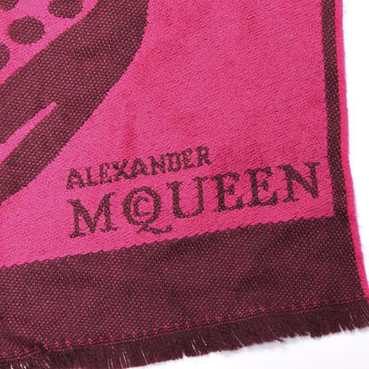 Alexander McQueen Wool Skull Butterfly Stole Scarf Pink 3 of 4