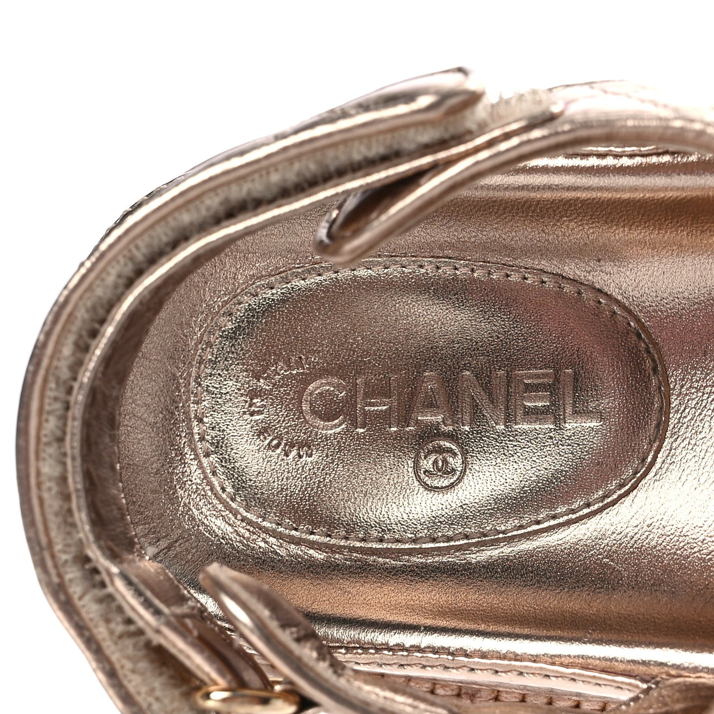 Iridescent Lambskin Quilted Velcro Dad Sandals 36.5 Light Bronze
