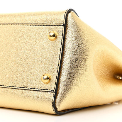 Burberry Metallic Soft Grain Calfskin Medium Buckle Tote Gold 10 of 12