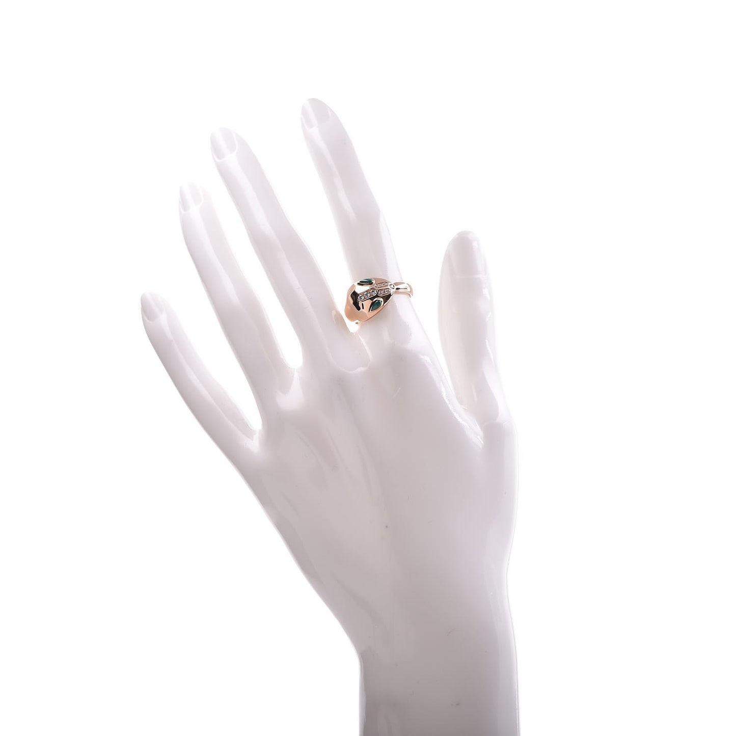 18K Rose Gold Diamond Malachite Serpenti Ring 53 6.5