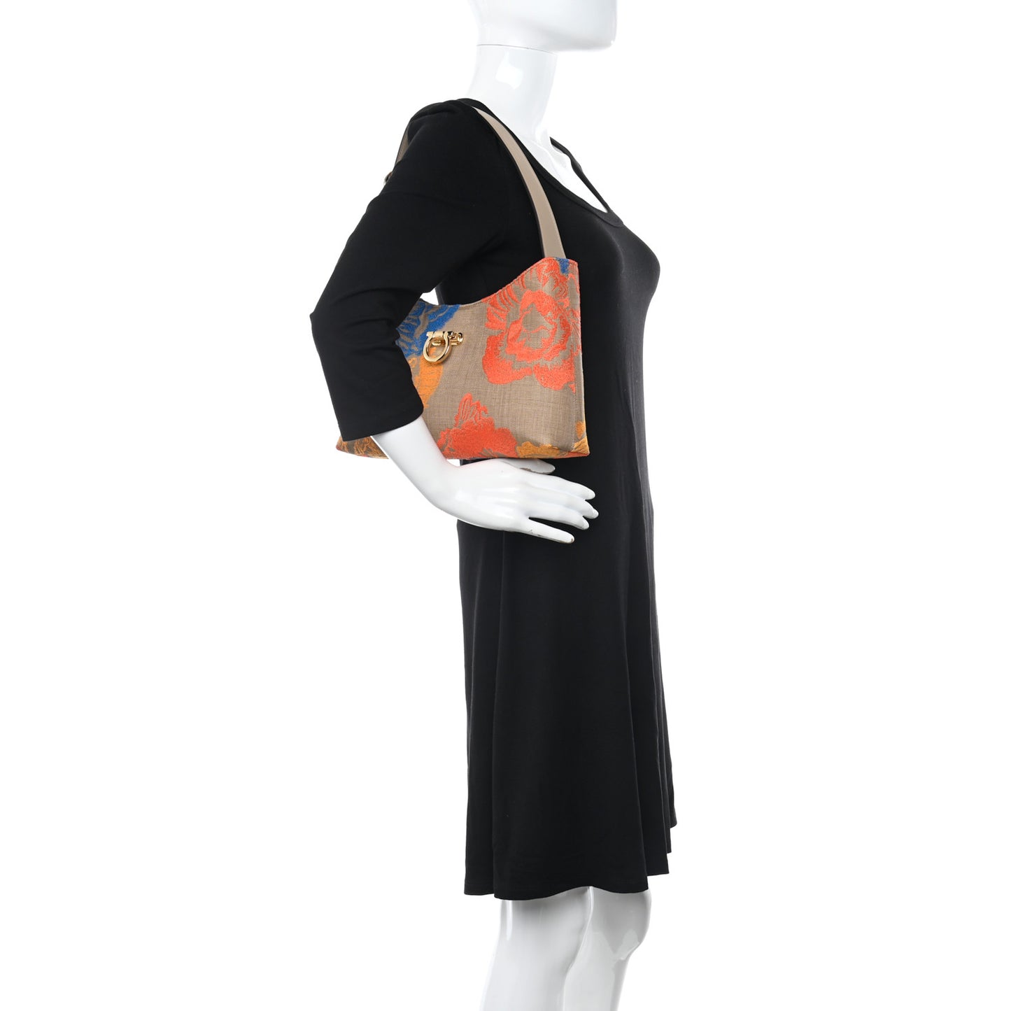Raffia Embroidered Woven Trifolio Shoulder Bag Multicolor