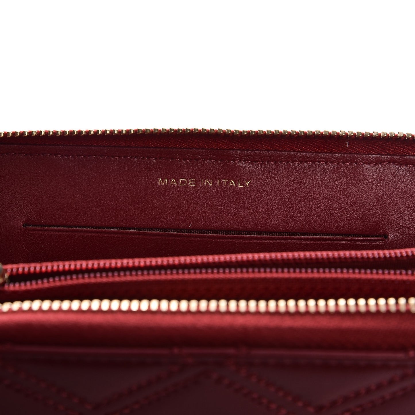 Lambskin Quilted Medium Zip Around Wallet Dark Red