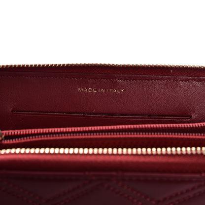 Chanel Lambskin Quilted Medium Zip Around Wallet Dark Red 8 of 9