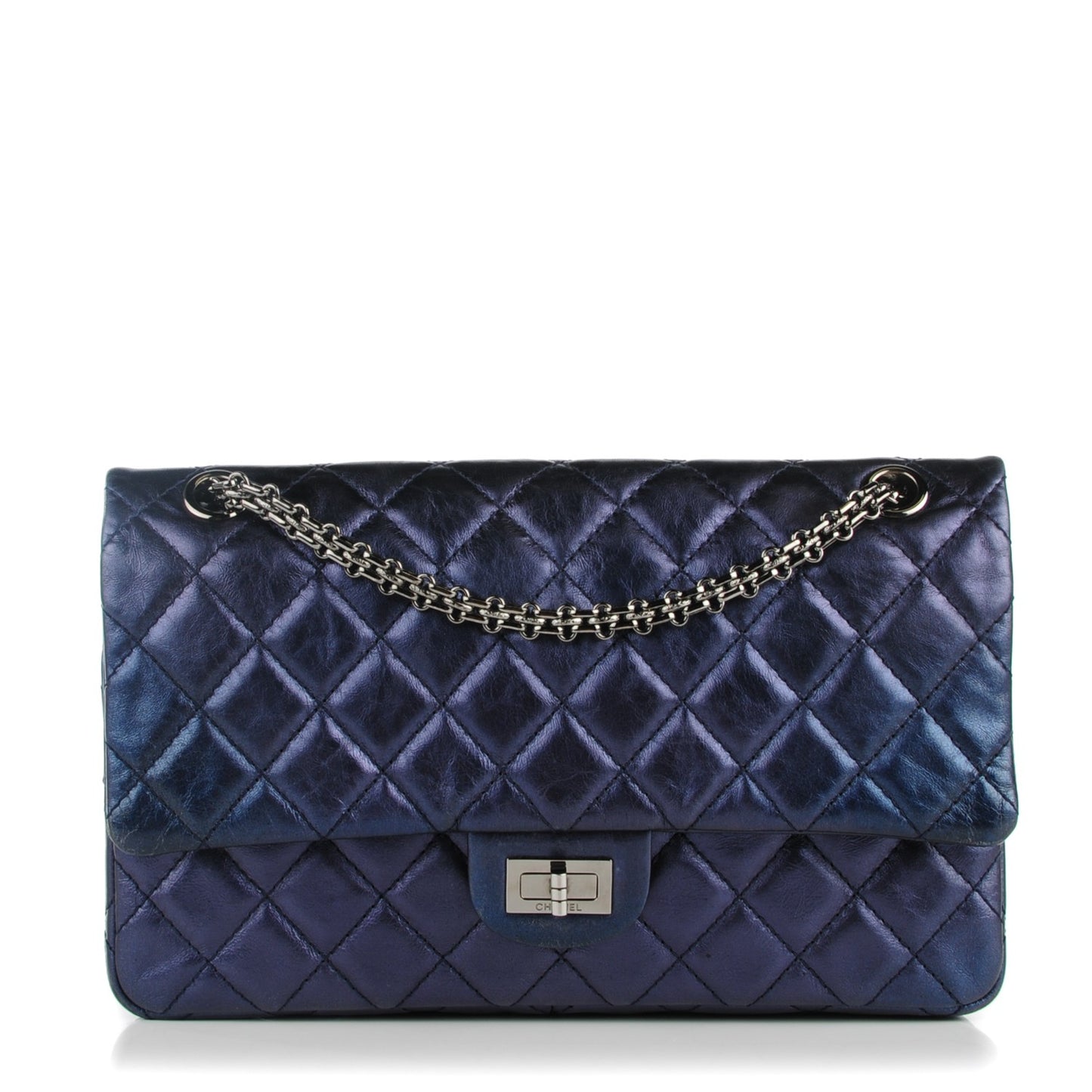 Metallic Calfskin Quilted 2.55 Reissue 226 Flap Blue