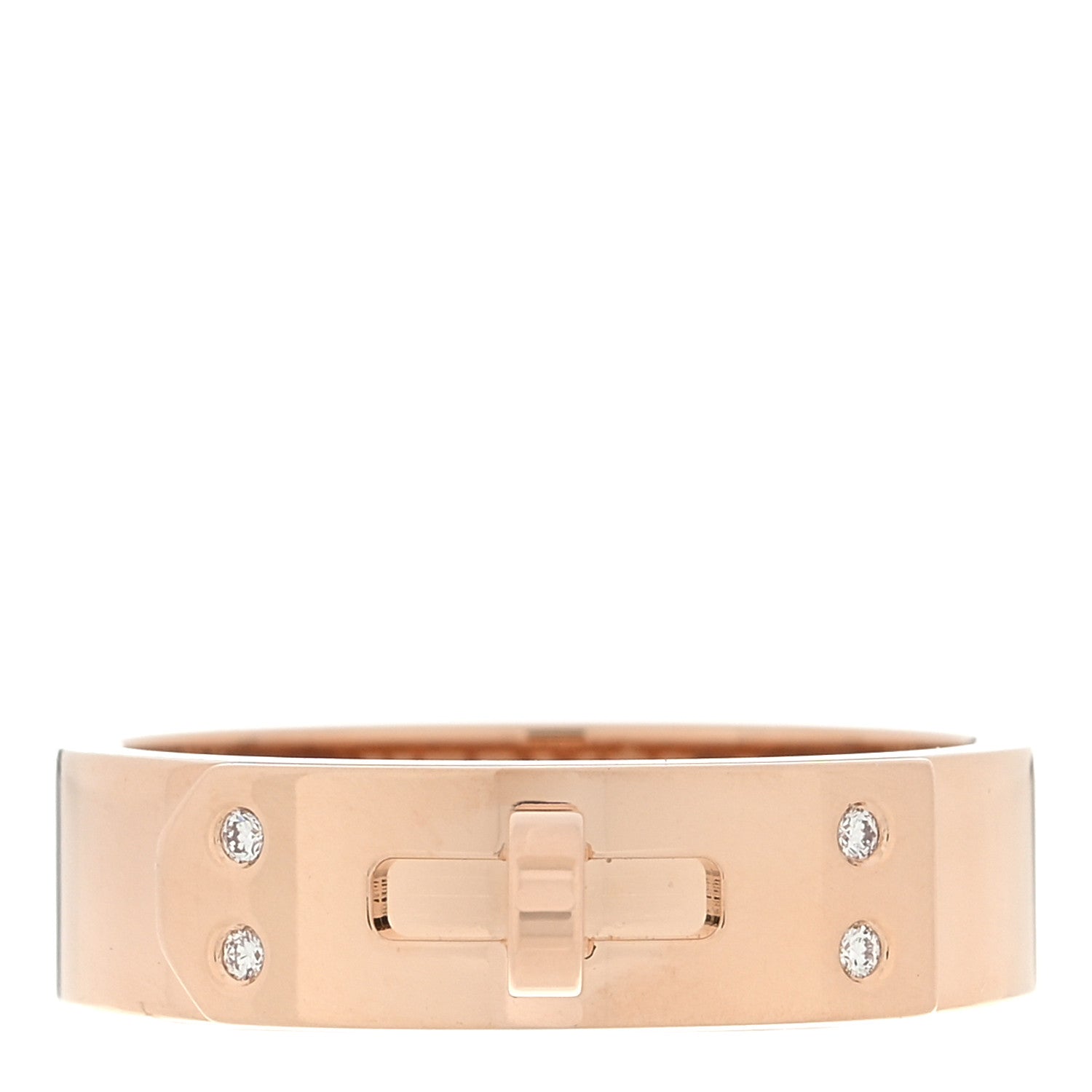 Hermes 18K Rose Gold Diamond PM Kelly Ring 51 5.75 1 of 5