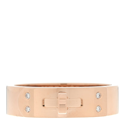 Hermes 18K Rose Gold Diamond PM Kelly Ring 51 5.75 1 of 5