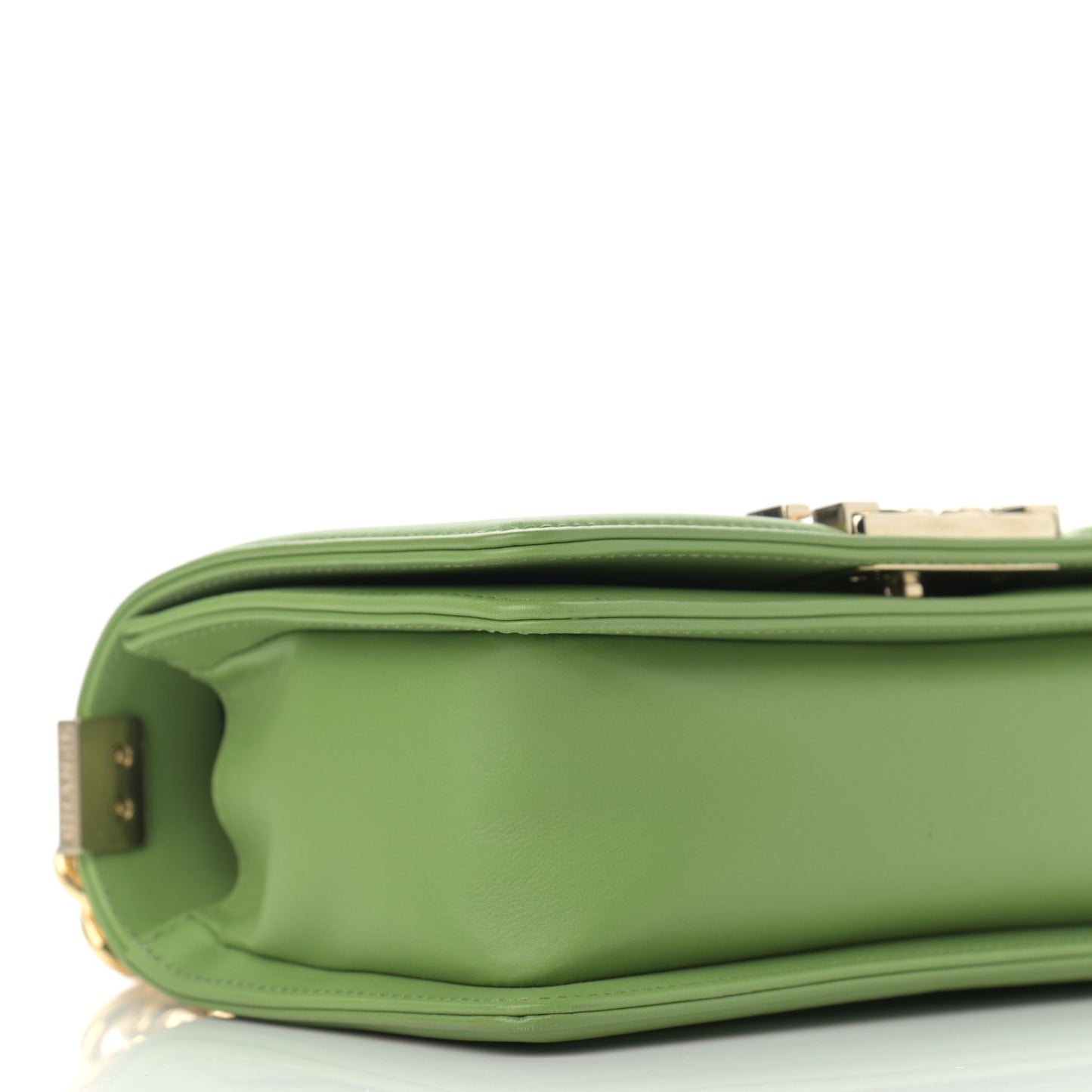 Calfskin Quilted Small Boy Flap Green