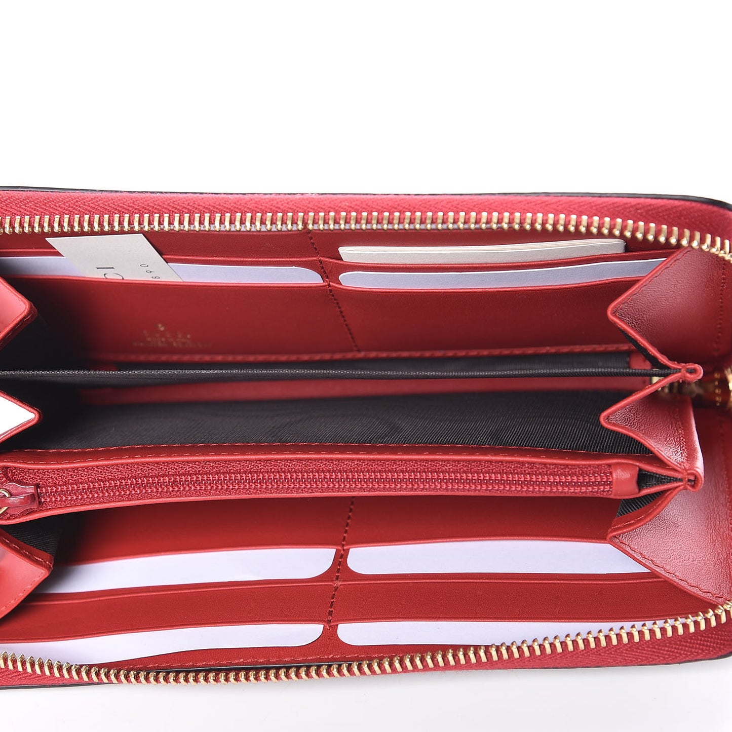 GG Supreme Monogram Kingsnake Heart Embroidered Zip Around Wallet Red