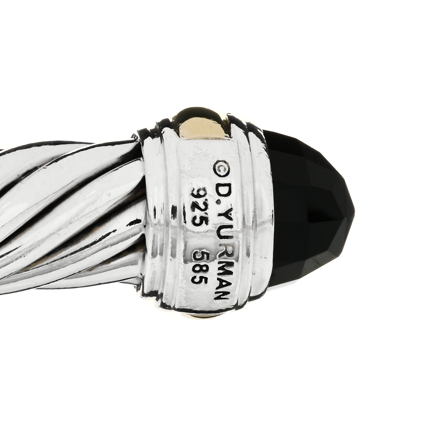 David Yurman Sterling Silver 14K Yellow Gold Black Onyx 7mm Cable Classics Bracelet 4 of 4
