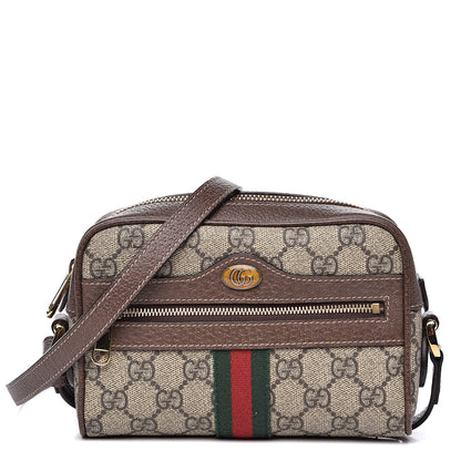 Gucci GG Supreme Monogram Web Mini Ophidia Shoulder Bag Brown 1 of 9