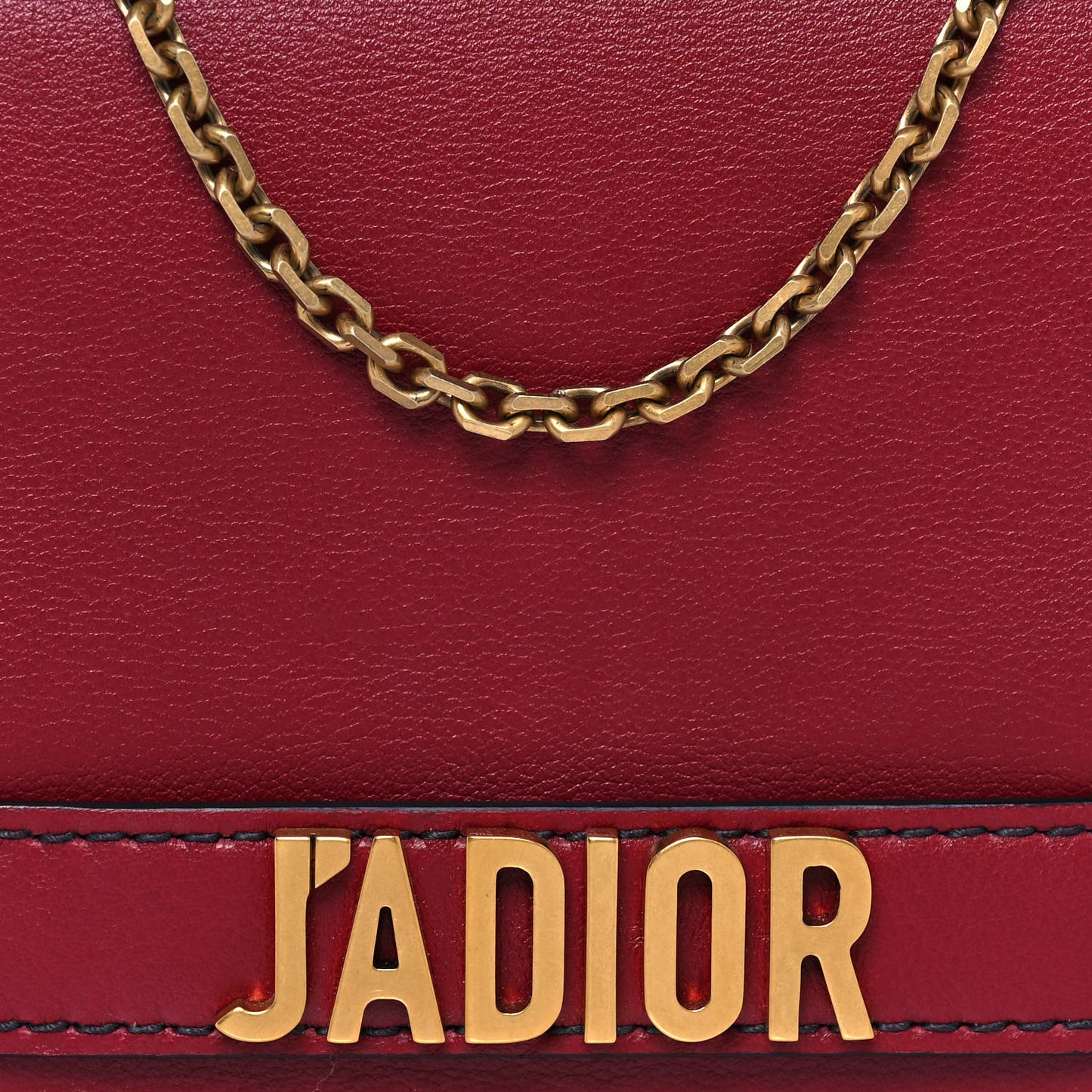 Calfskin J'Adior Wallet on Chain Pouch Red