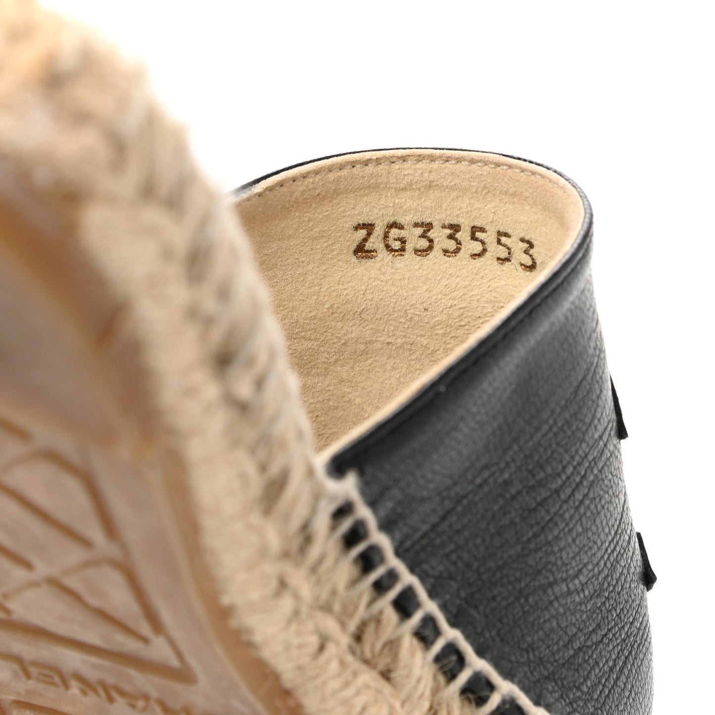 Iridescent Goatskin Patent CC Espadrille Mules 39 Black