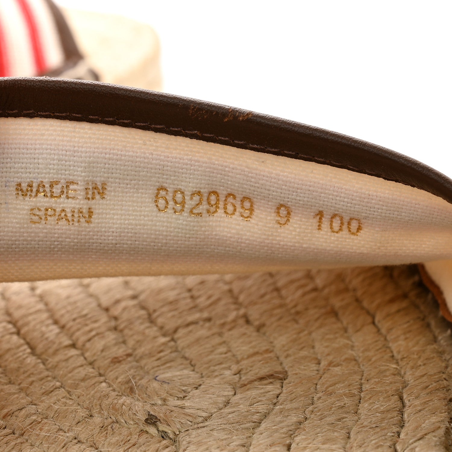 Gucci Canvas Miro Soft Calfskin Striped Mens Espadrille Flat Slide Sandals 9 Greggio Brown Sugar 7 of 11