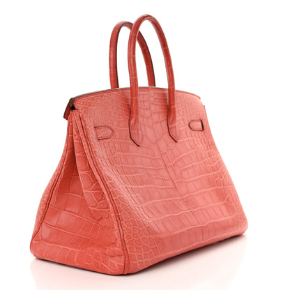 Hermes Matte Alligator Birkin 35 Bougainvillea 3 of 18