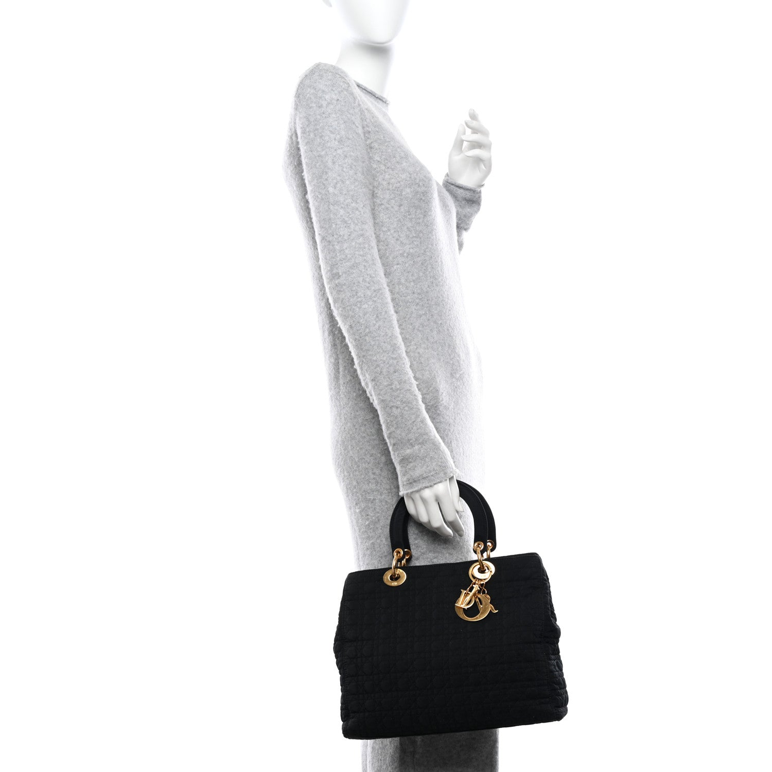 Christian Dior Nylon Cannage Large Lady Dior Black 2 of 11