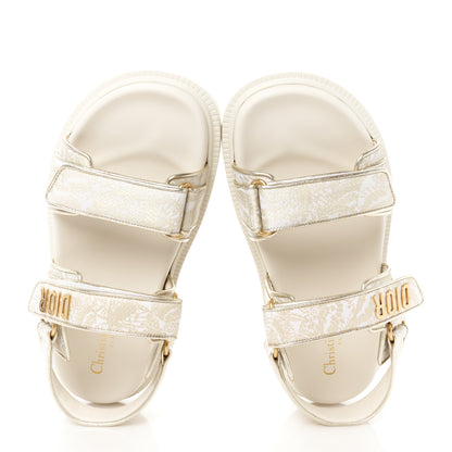 Christian Dior Technical Fabric Jacquard Dioract Sandals 36 White Gold 2 of 9