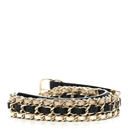 Chanel Calfskin CC Triple Row Chain Belt 90 36 Gold Black White 2 of 9