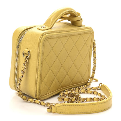 Chanel Caviar Quilted Small CC Filigree Vanity Case Yellow 3 of 11