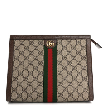Gucci GG Supreme Monogram Web Ophidia Pouch Brown 1 of 12