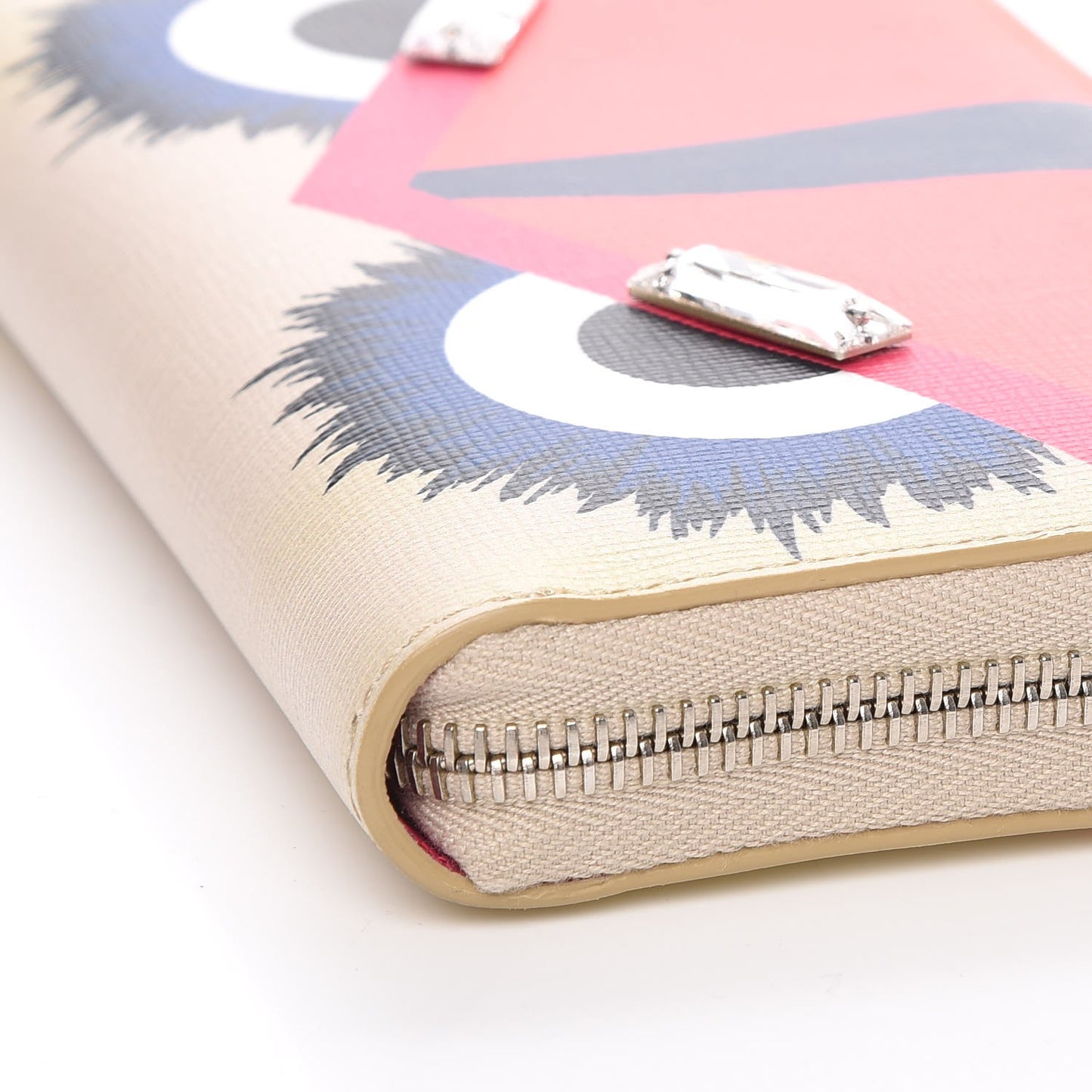 Vitello Elite Crystal Eye Monster Zip Around Wallet Bellini Multicolor