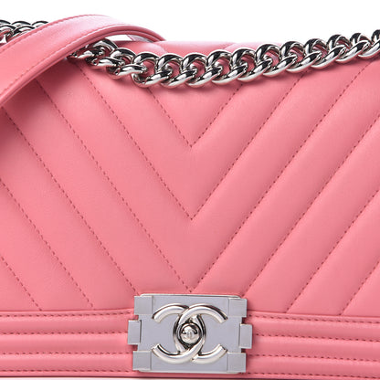 Chanel Calfskin Chevron Quilted Medium Boy Flap Pink 16 of 16