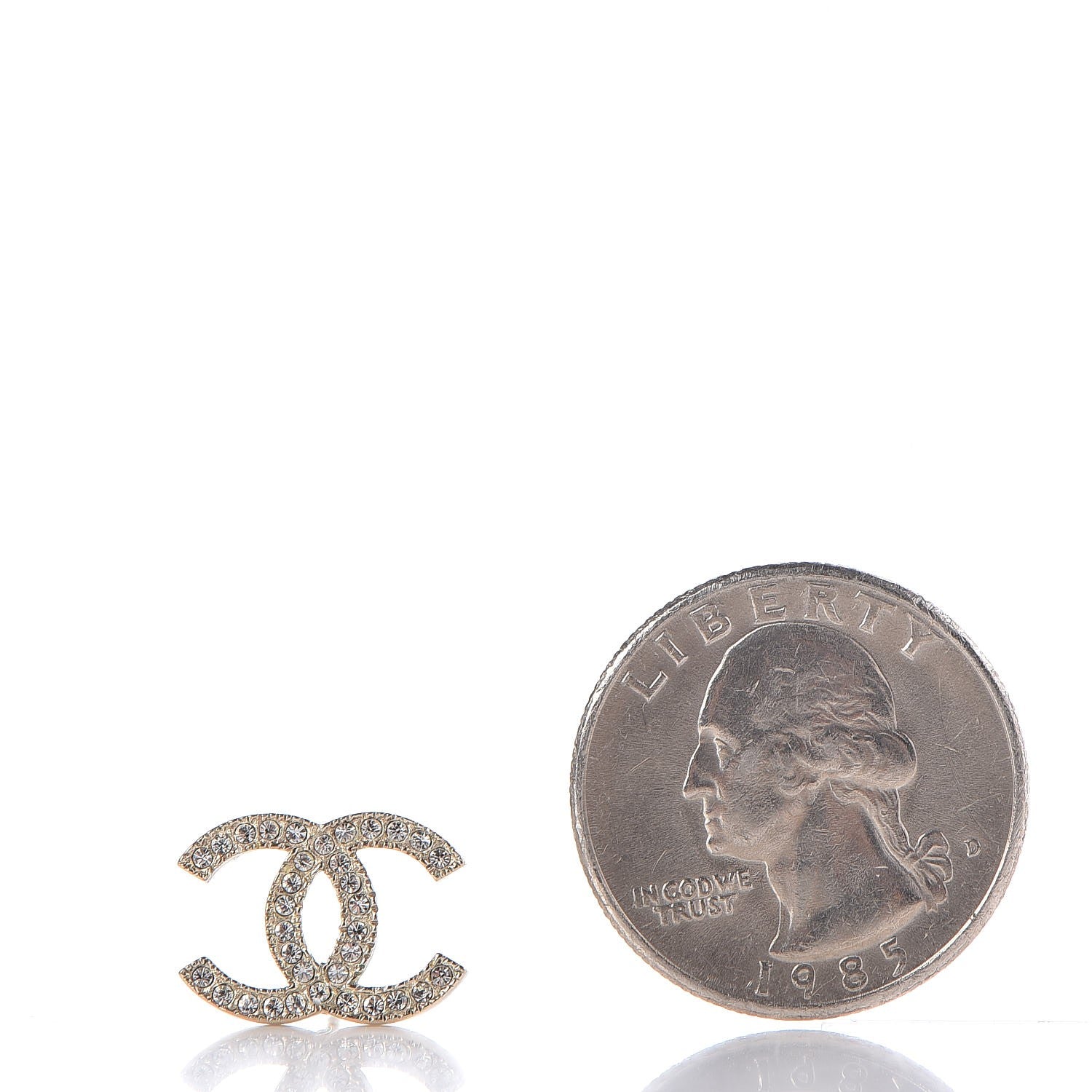 Chanel Crystal Timeless CC Earrings Gold 2 of 7