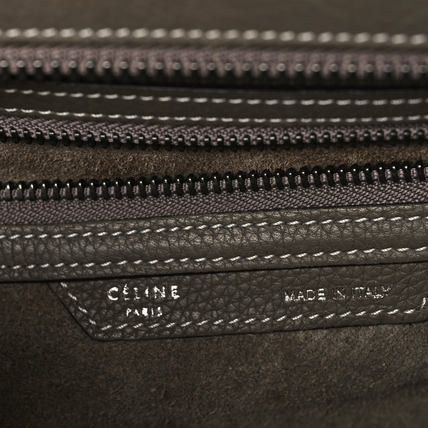 Celine Drummed Calfskin Mini Luggage Souris 6 of 10