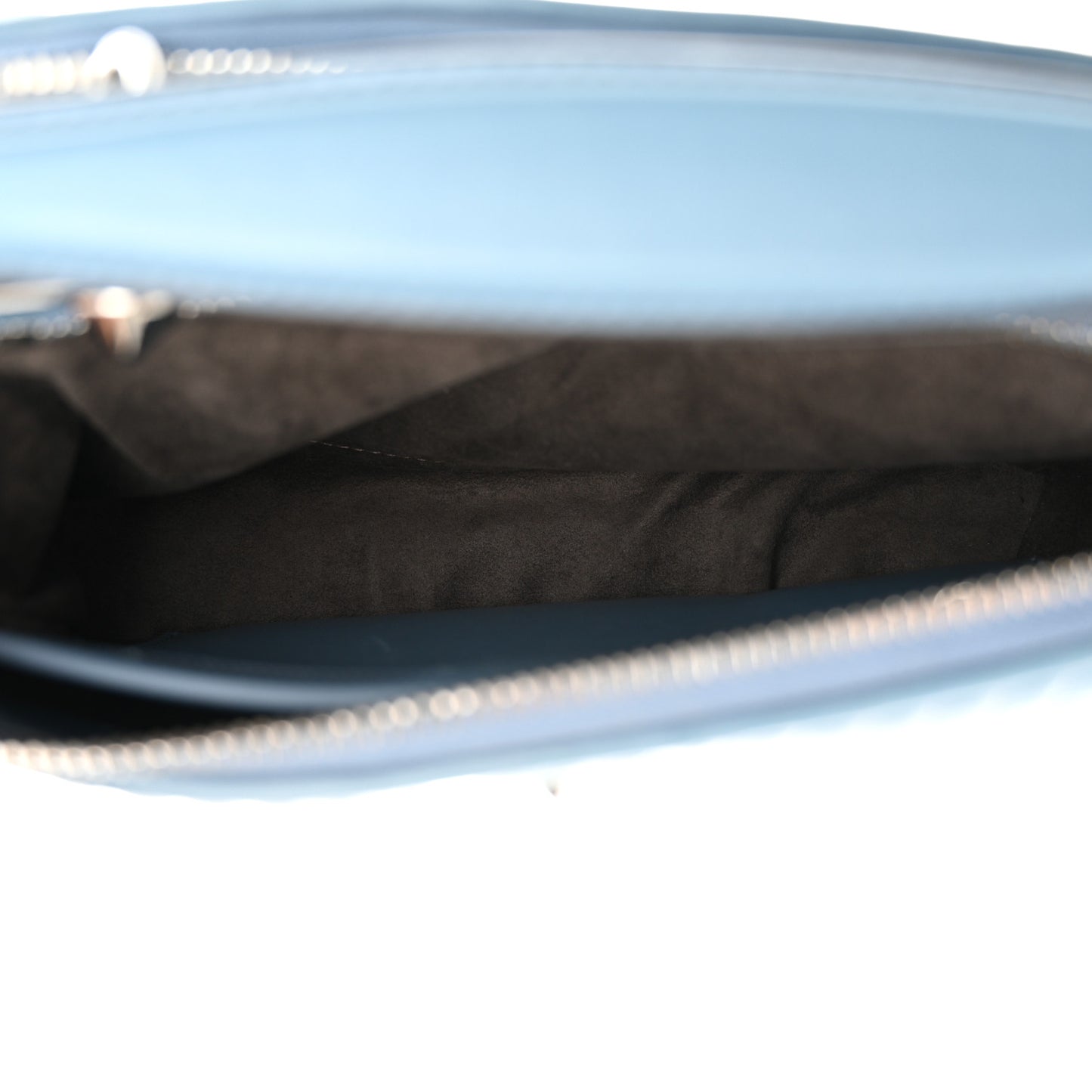 Shiny Nappa Trapuntata Small DotCom Click Top Handle Chain Satchel Blue