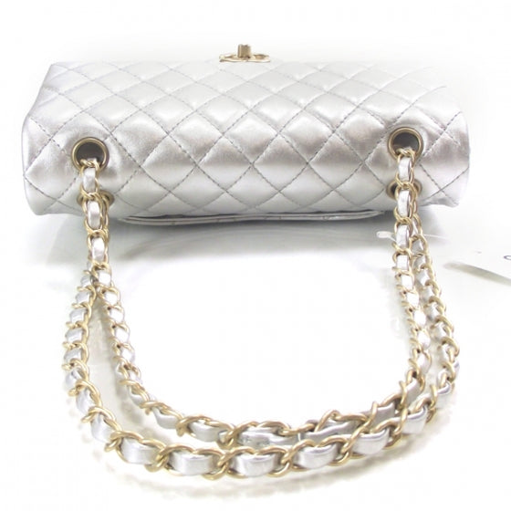 Chanel Lambskin Medium Double Flap Matte Silver 5 of 14