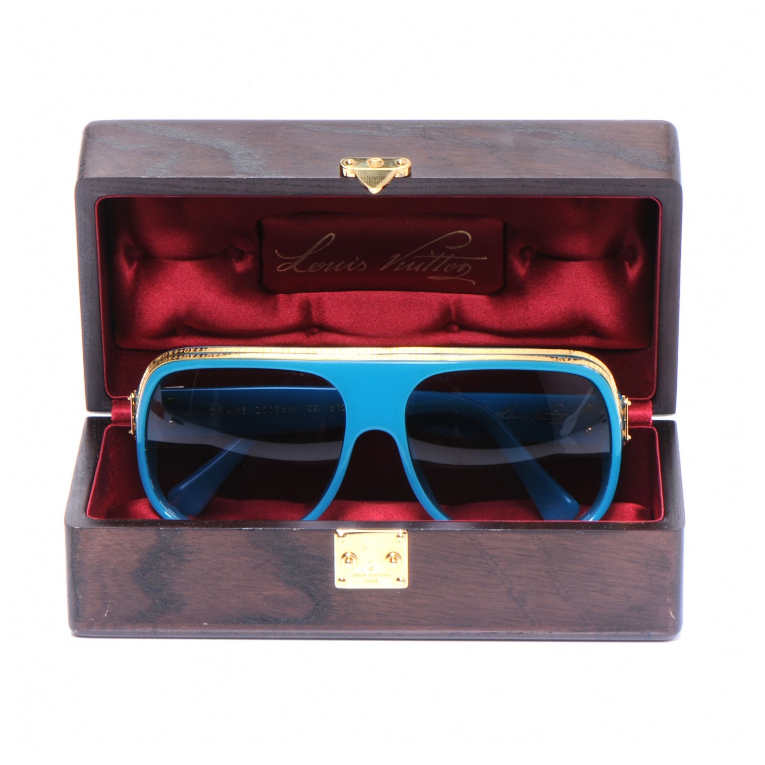 Louis Vuitton Millionaire Sunglasses Turquoise w Gold 5 of 5